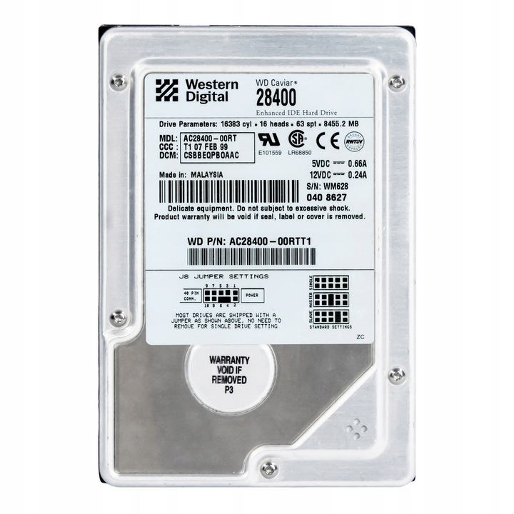 Hard Disk 3.5" Western Digital Caviar 28400 8.4GB 5400RPM ATA