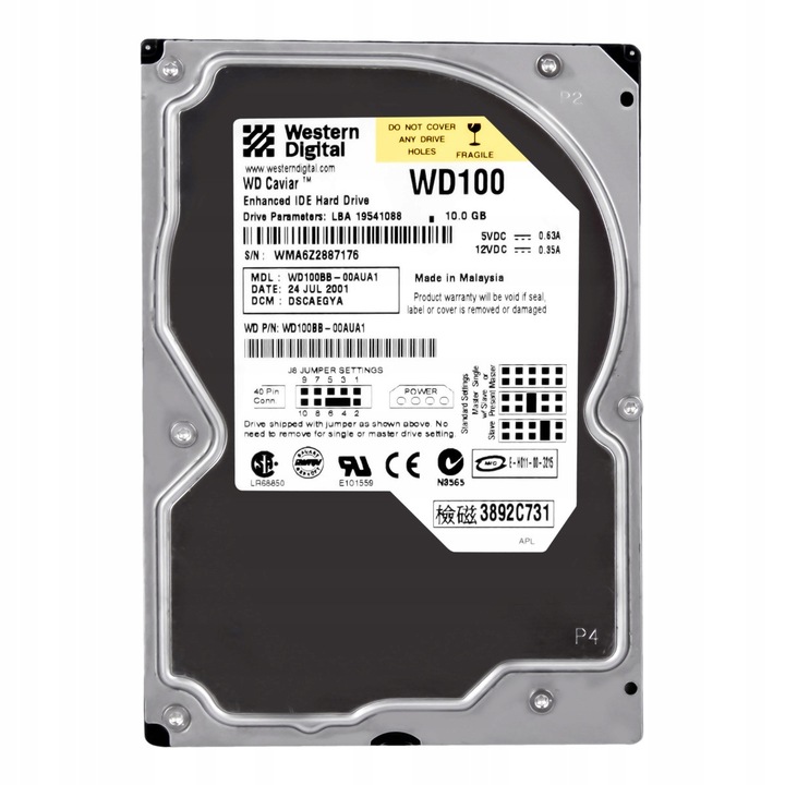 Hard Disk 3.5'' Western Digital CAVIAR 10GB 7200RPM 2MB ATA