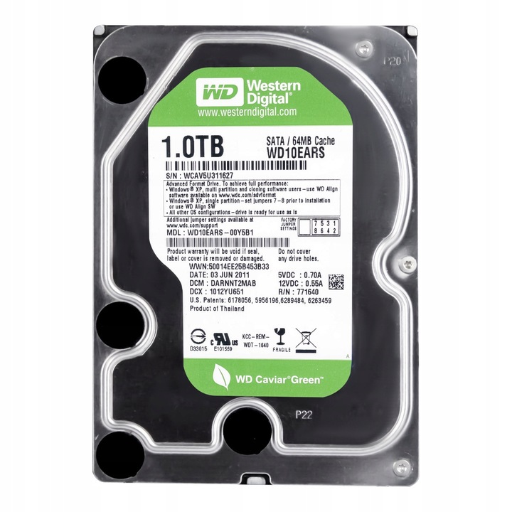 Hard Disk 1TB Western Digital Caviar Green 5400RPM SATA II 3.5''