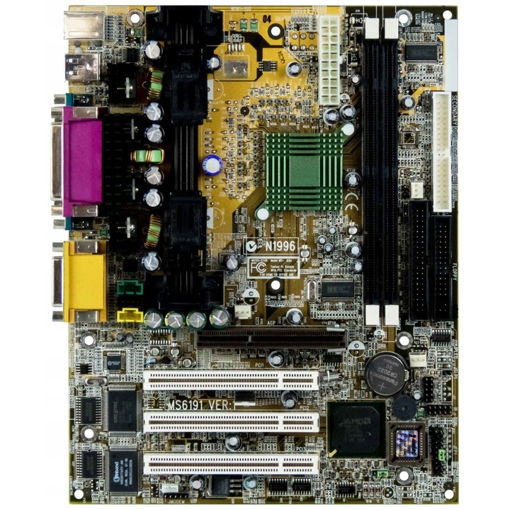 Alaplap MSI MS-6191, 2 RAM foglalat, 3 PCI, 244x192mm