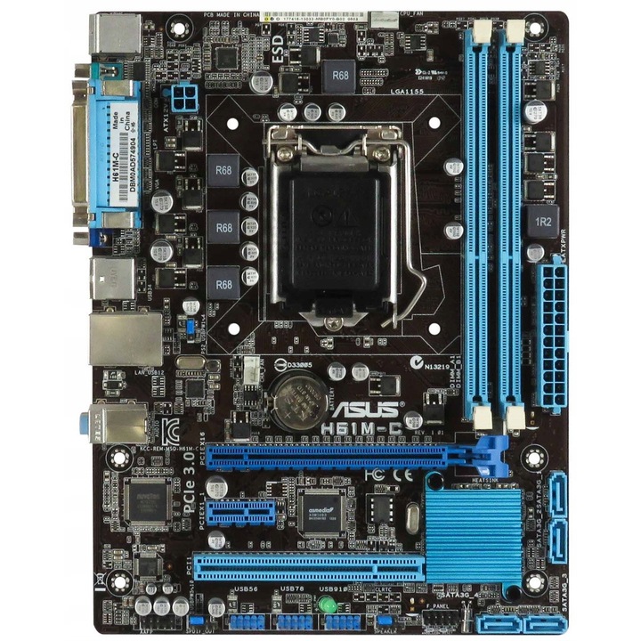 Alaplap, H61M-C, 2xDDR3, micro ATX, 1155, 4x SATA, 2 PCIe