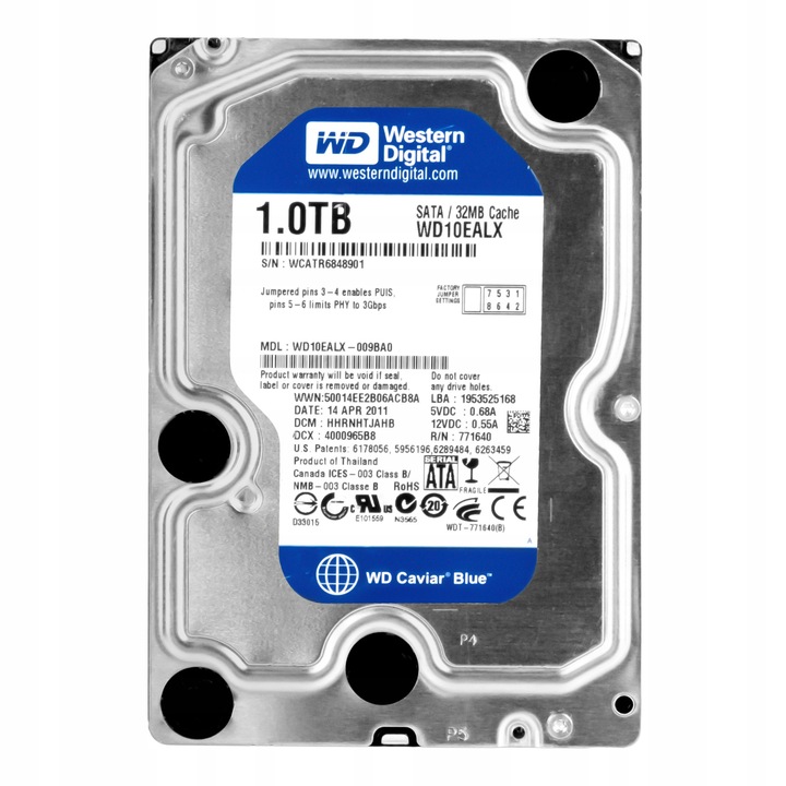 Hard Disk 1TB Western Digital Caviar Blue, SATA III 6,0 Gb/s, 7200 RPM, 3,5"