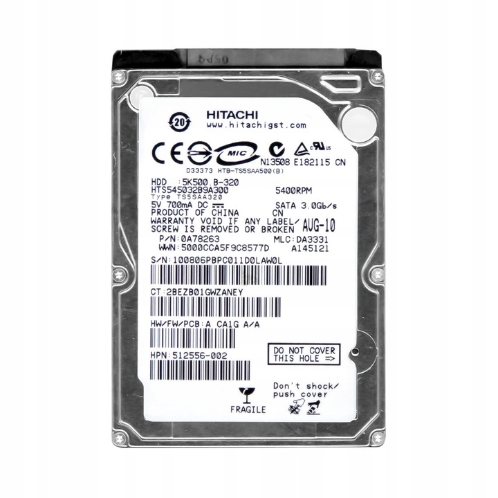 Hard disk intern 320GB 2.5'' SATA II 5400RPM, TravelStar 5K500.B