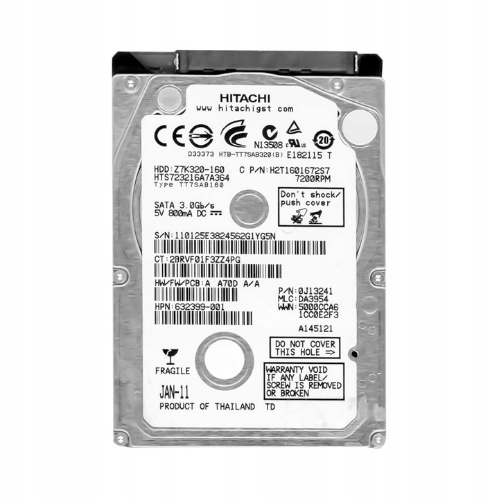 Hard Disk 2.5'' Hitachi TRAVELSTAR Z7K320 160GB 7.2k 16MB SATA II