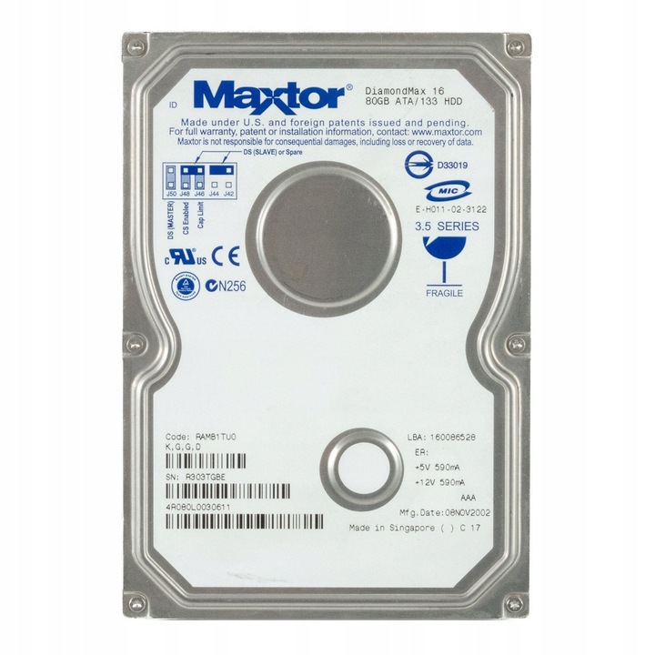 Hard Disk 3.5'' Maxtor DiamondMax 16 80GB 5400RPM 2MB ATA