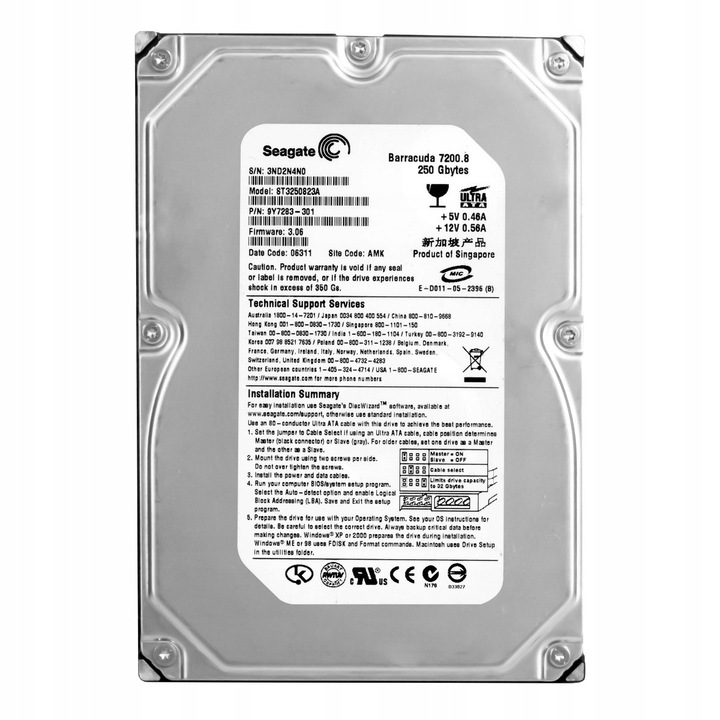 Hard Disk 3.5" Seagate Barracuda 7200.8 250GB 7200RPM 8MB ATA