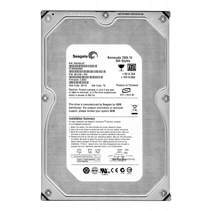 Hard Disk 500GB Seagate Barracuda 7200RPM 3.5'' ATA, 8MB Cache