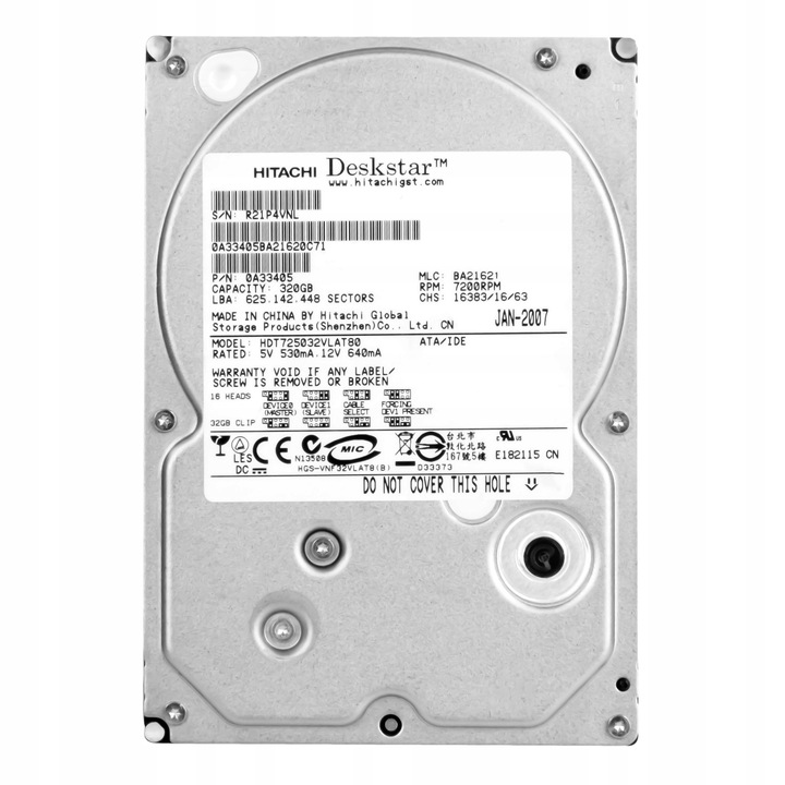 Hard Disk 3.5'' Hitachi DeskStar T7K500 320GB 7200RPM 8MB ATA