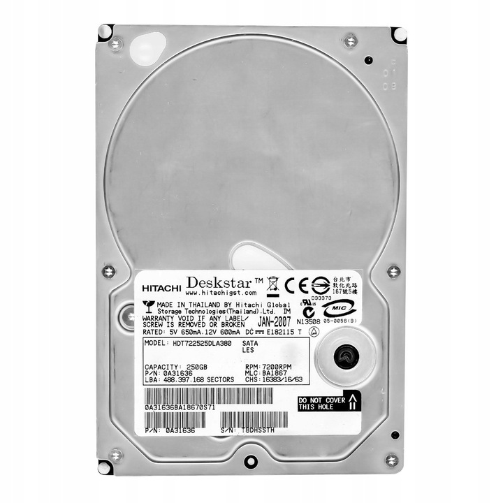 Hard Disk 250GB Hitachi DeskStar T7K250 7200RPM SATA II 3.5"