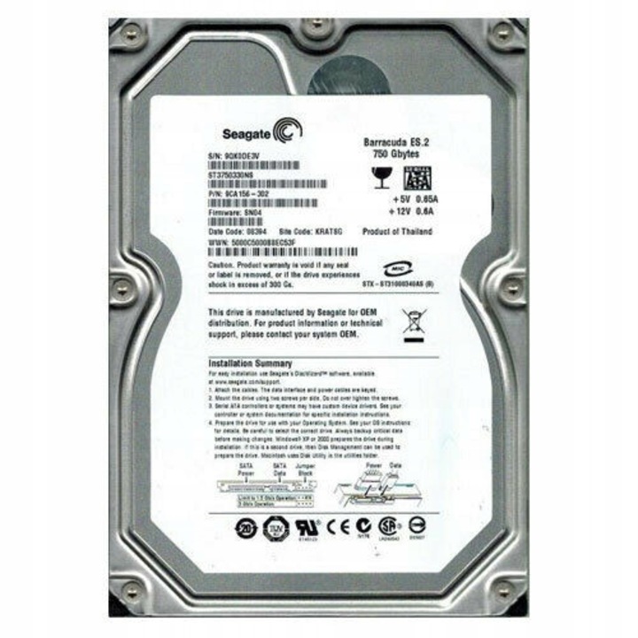 Hard Disk 750GB Seagate Barracuda ES.2 7200RPM 32MB SATA II 3.5''