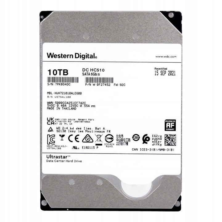 Hard disk Western Digital UltraStar DC HC510 10TB SATA III 3,5" 7200rpm