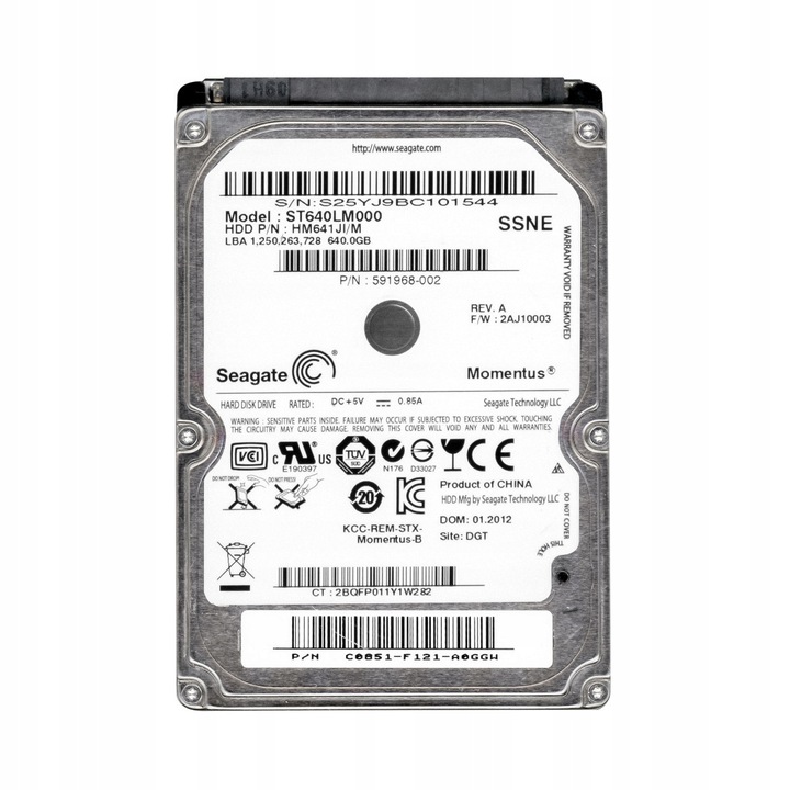 Hard Disk 2.5'' Seagate Momentus 640GB 5.4K RPM, SATA II, 8MB Cache