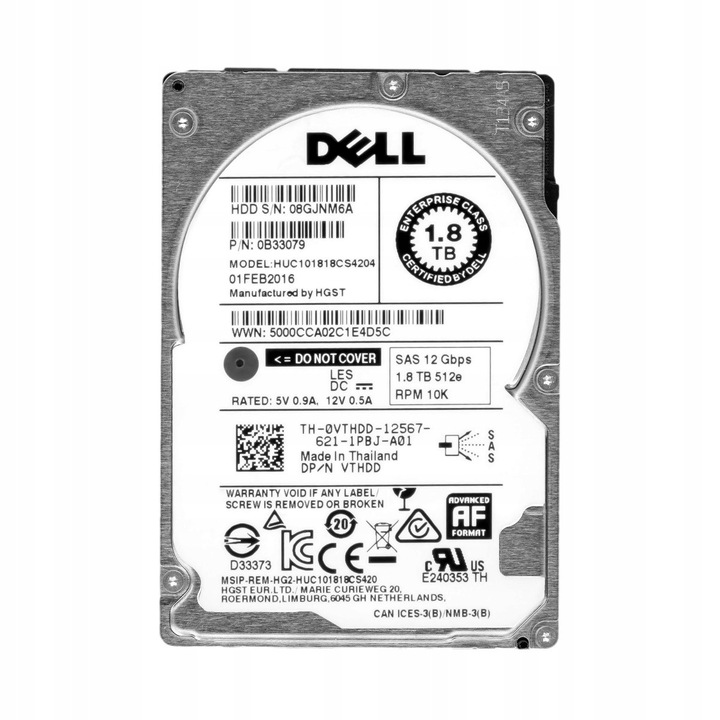 Hard Disk 1.8TB 10K 128MB SAS-3 2.5''