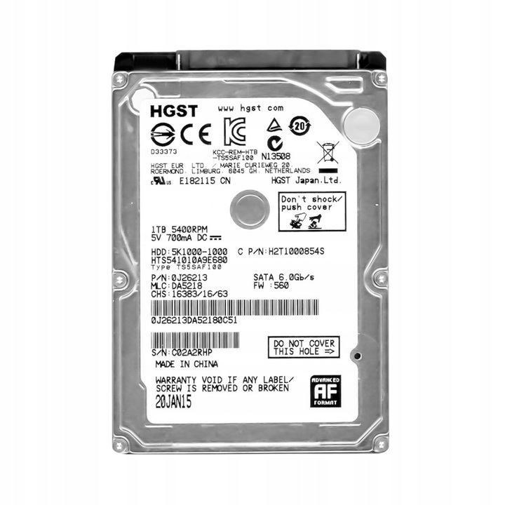 Hard Disk 1TB HGST TravelStar 5K1000 5.4k rpm 8MB SATA III 2.5''