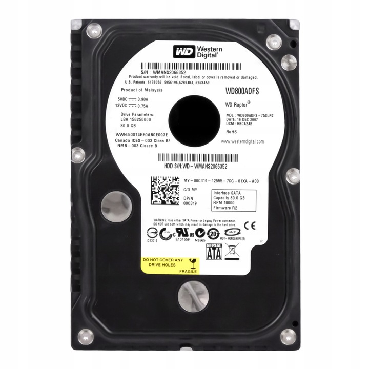 Merevlemez 80GB SATA II 3.5" WD RAPTOR 10000RPM 16MB