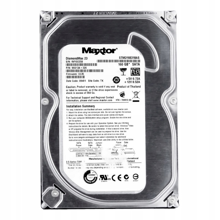 Hard Disk 3.5'' Maxtor DiamondMax 23 160GB 7200RPM SATA II 8MB