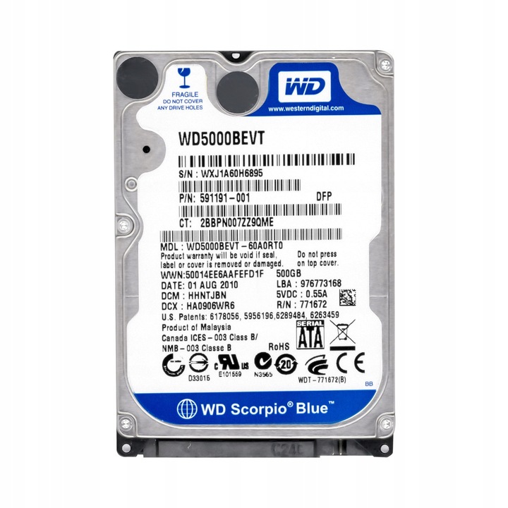 Hard Disk 500GB, Western Digital, Blue, 5.4K rpm, 2.5''