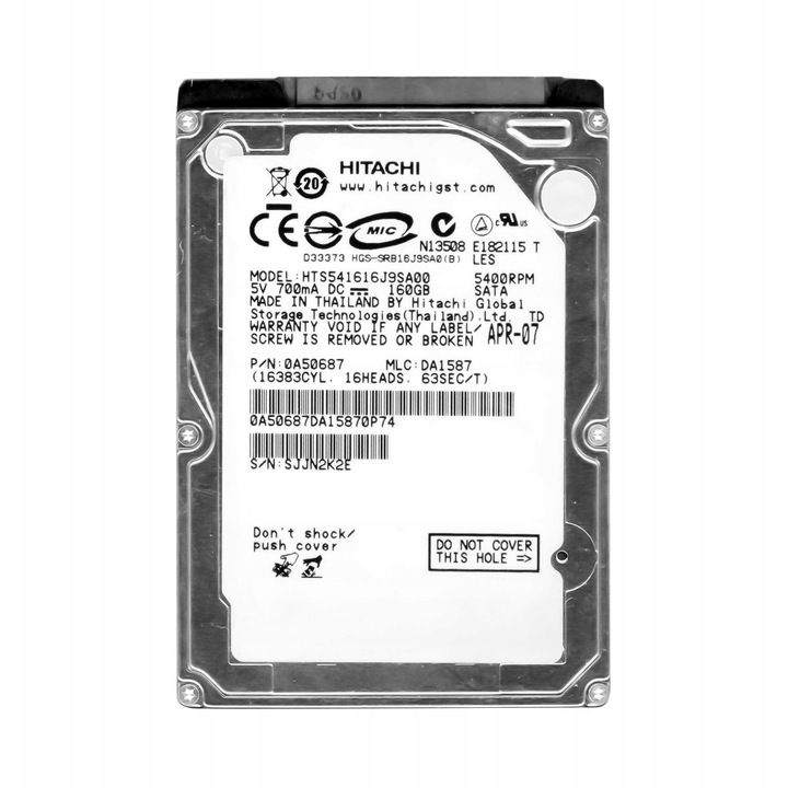Hard Disk 2.5'' Hitachi TravelStar 5K160 160GB 5400RPM 8MB SATA