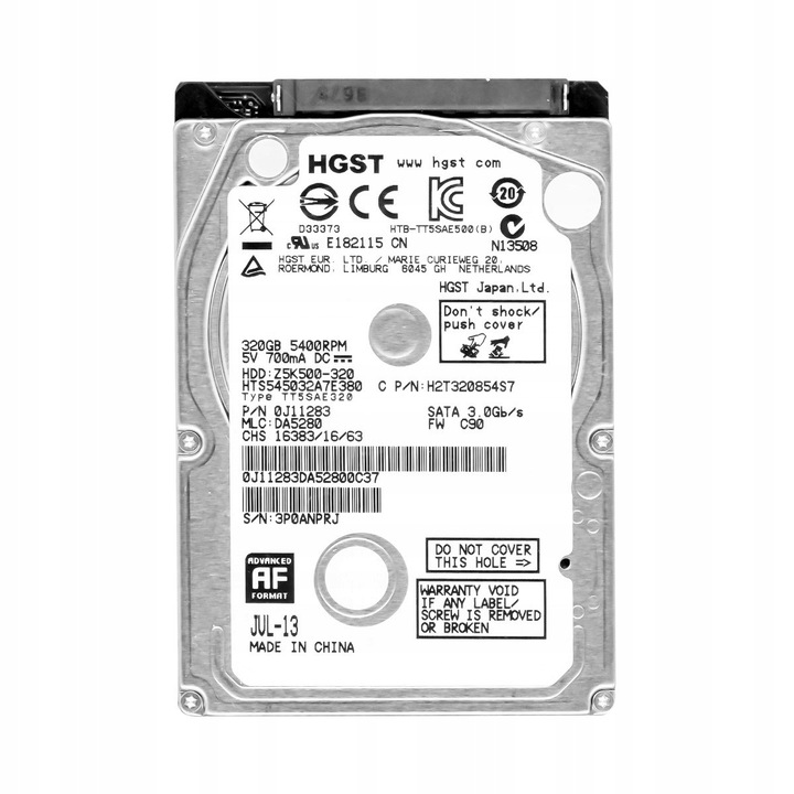 Hard Disk 2.5'' HGST TRAVELSTAR Z5K500 320GB SATA II 5400RPM, 8MB Cache