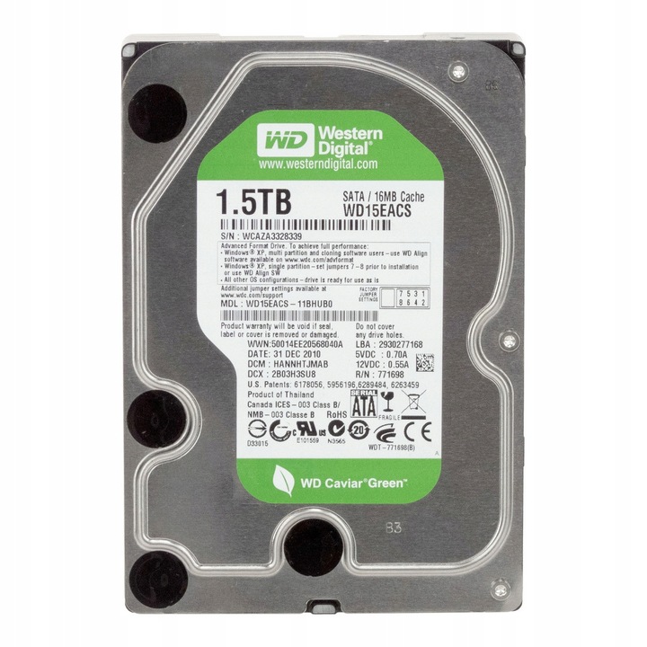 Hard Disk 3.5'' Western Digital Caviar Green 1.5TB 7200RPM 32MB SATA II