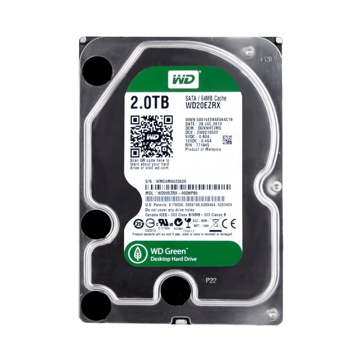 Hard Disk 3,5" Western Digital WD20EZRX, 2TB, SATA III, 5400 RPM, 64MB cache