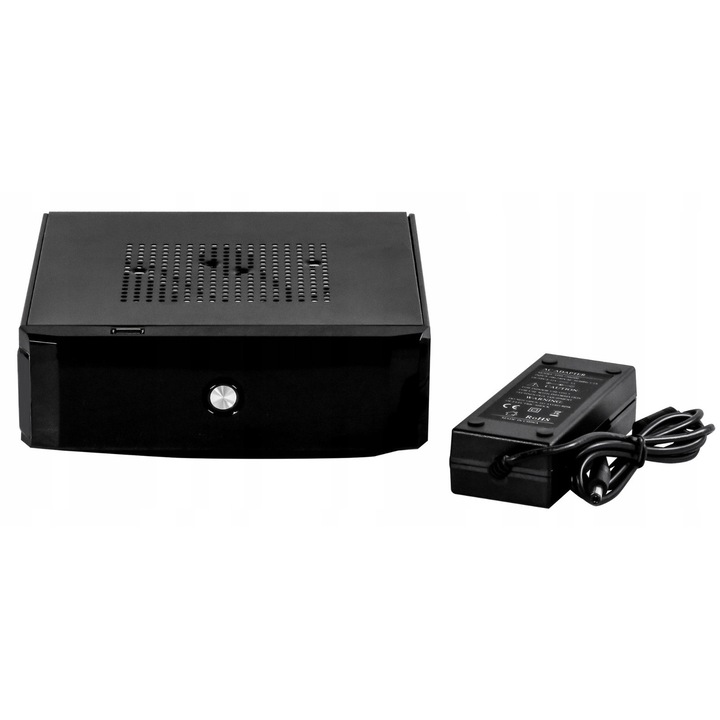 Carcasa Mini PC, Mini-ITX, neagra, cu alimentator 60W inclus
