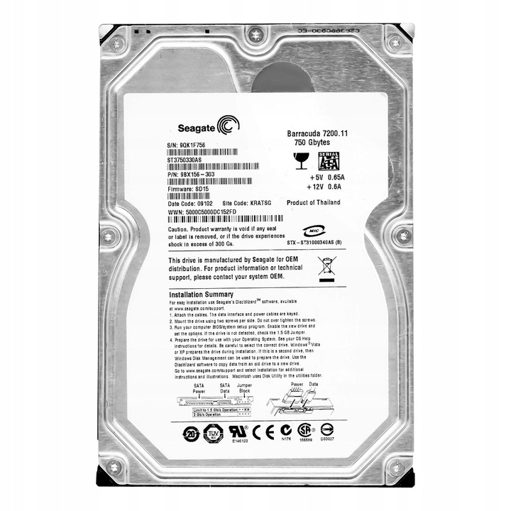 Hard Disk 3.5'' Seagate BARRACUDA 750GB 7200RPM 32MB SATA II