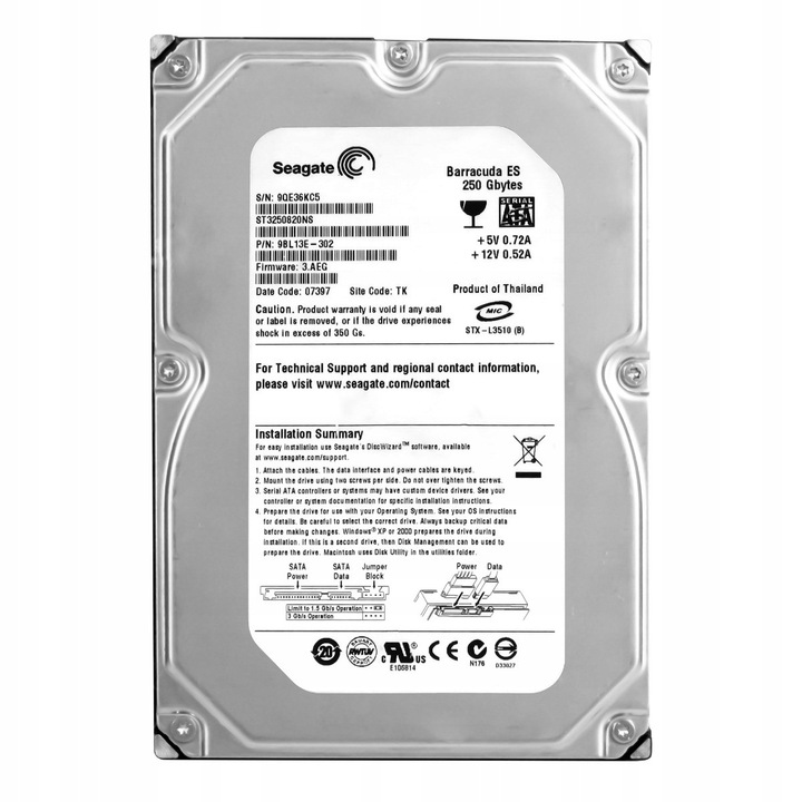 Hard Disk 250GB Seagate Barracuda ES 7200RPM 8MB SATA II 3.5''