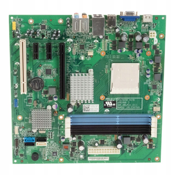 Dell MA785R alaplap Socket AM3 DDR3 micro ATX, 4 RAM foglalat, 3 PCIe, 4x SATA, Inspiron 570-hez