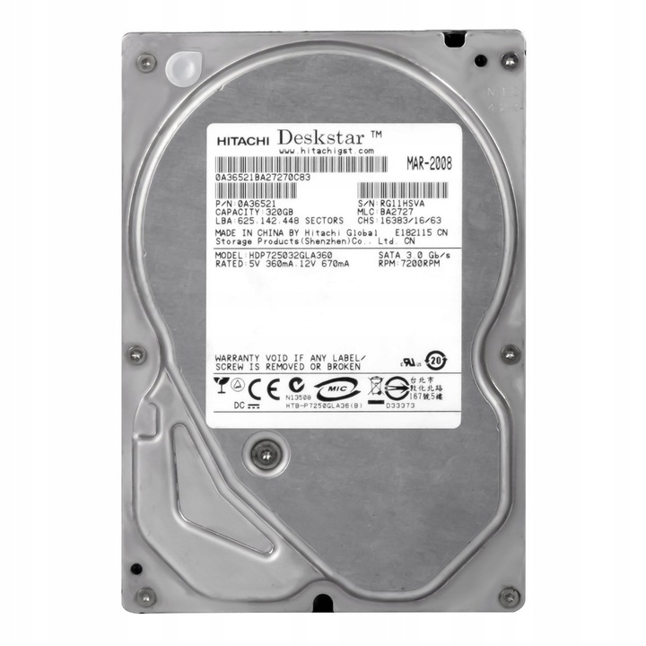Hard Disk 3.5'' Hitachi 320GB 7200RPM 16MB SATA II
