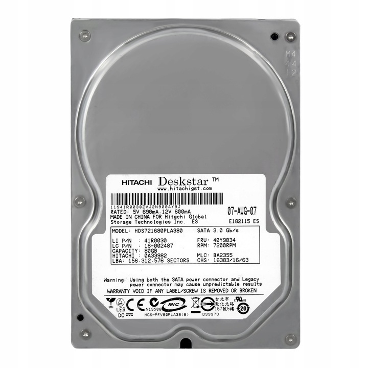 Hard Disk 80GB Hitachi SATA 3,5"
