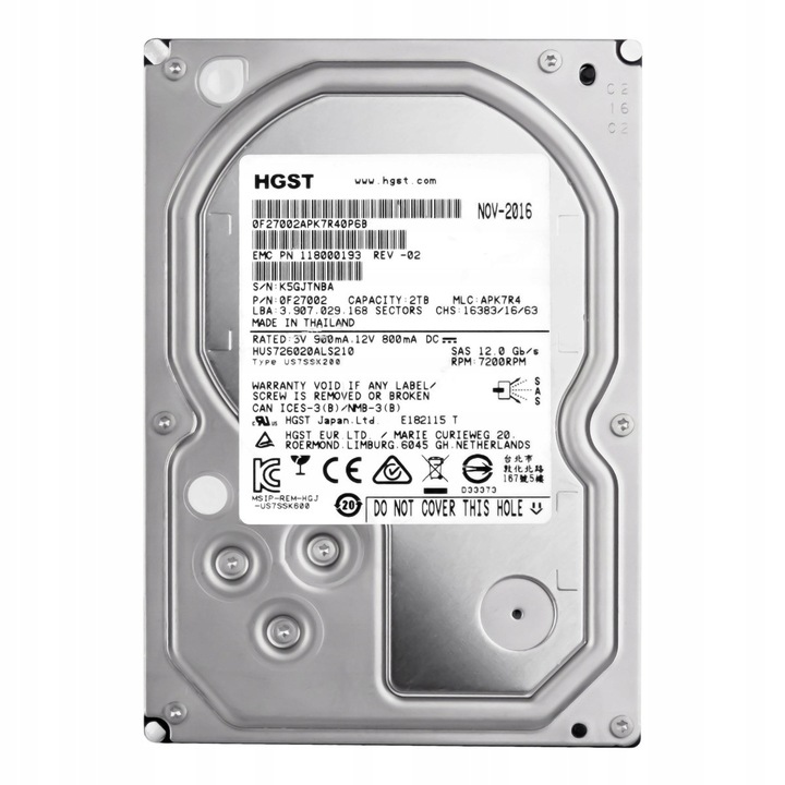 Hard Disk 3.5" HGST UltraStar 7K6000 2TB 7200RPM 128MB SAS-3