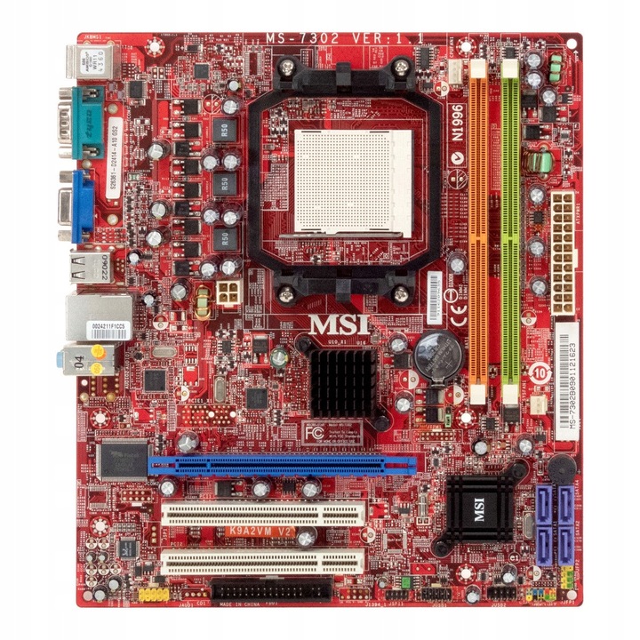 MSI K9A2VM V2 alaplap, AM2+, DDR2, micro ATX, 2 RAM foglalat, 4x SATA