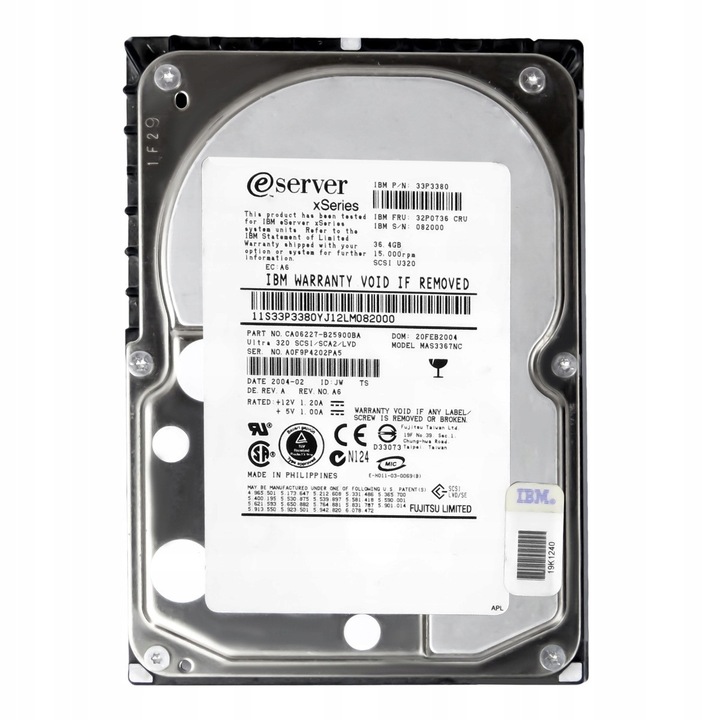 Hard Disk 3.5" IBM 36.4GB 15000RPM 8MB SCSI U320