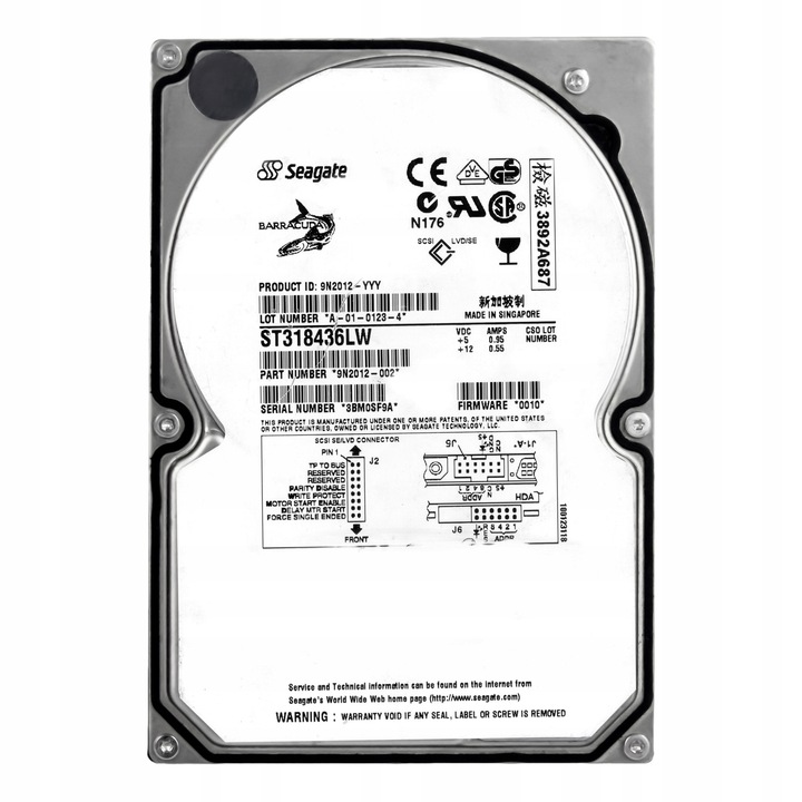 Hard Disk 3.5'', Seagate BARRACUDA 18XL, 18GB, 7200RPM, SCSI U160
