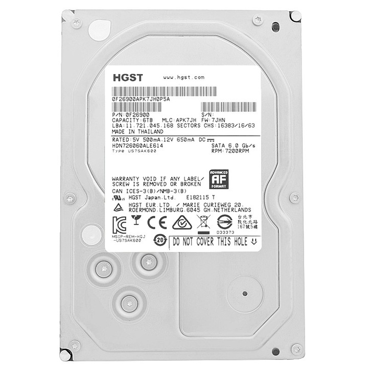 Hard Disk 3.5'' Hitachi DeskStar NAS v2 6TB, 7200RPM, 128MB