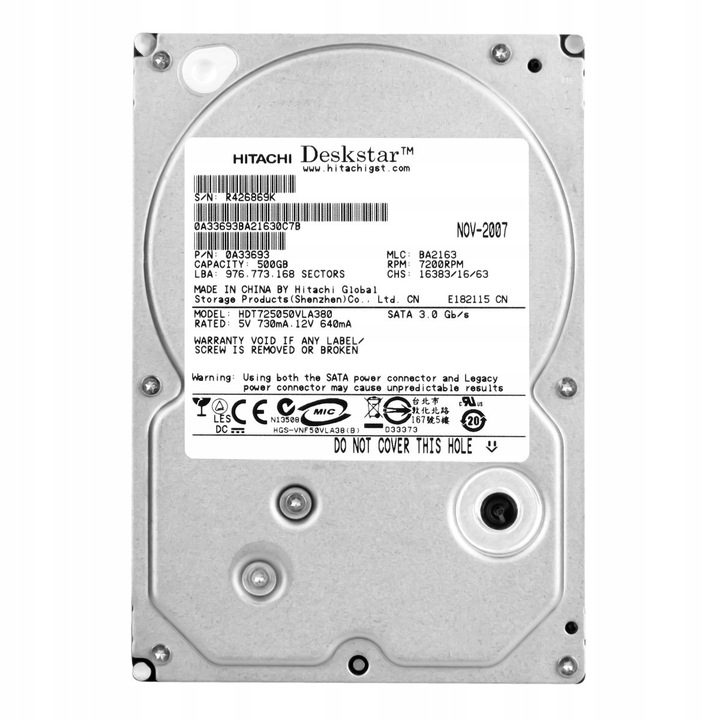 Hard Disk 500GB Hitachi 7200RPM SATA II 3.5''