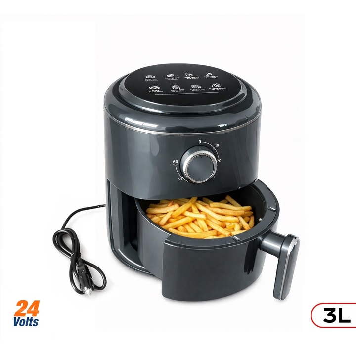 Friteuza cu aer cald Air fryer 24V, 250W, 3L – pentru camioane si autovehicule
