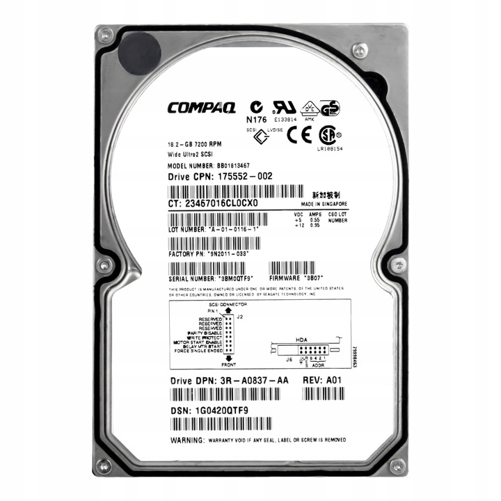 Hard Disk 3.5" Compaq 18.2GB 7200RPM SCSI 80PIN BB01813467