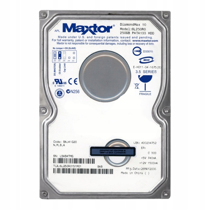 Hard Disk 3.5" Maxtor DiamondMax 10 250GB 7200RPM, 16MB, ATA