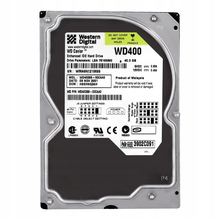 Hard Disk 3.5'' Western Digital CAVIAR 40GB, 7200RPM, 2MB