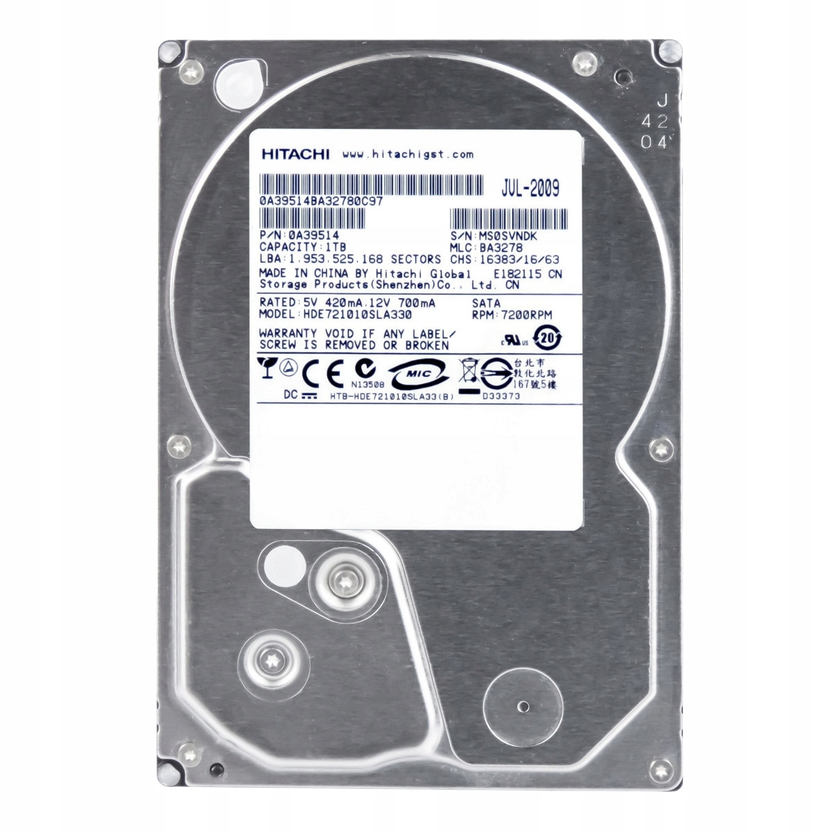 ハードディスク DESKSTAR 1TB 7200RPM HDD HDD Hitachi Deskstar 7K1000 1TB, 7200rpm, 32MB, SATA3 - eMAG.ro
