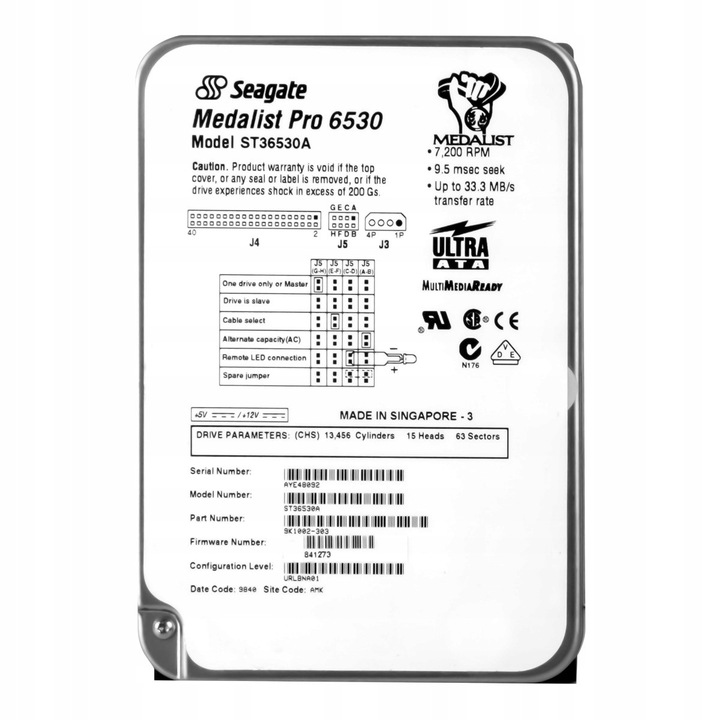 Hard Disk 3.5'' Seagate Medalist Pro 6.5GB 7200RPM ATA