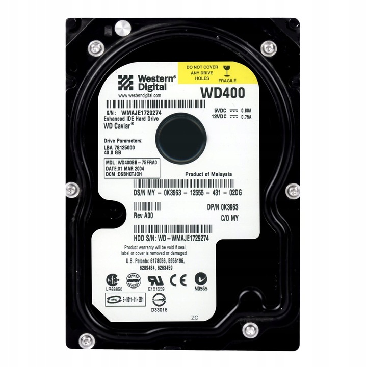 Hard Disk 3.5'' WD400BB, 40GB, 7200RPM, 2MB, ATA