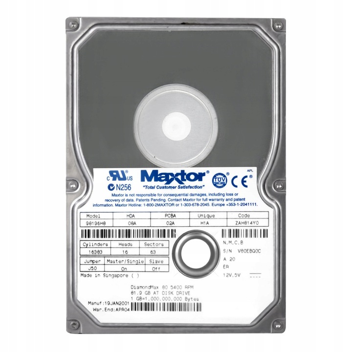 Hard Disk 3.5'' Maxtor DiamondMax 80, 80GB, 5400RPM, 2MB, IDE