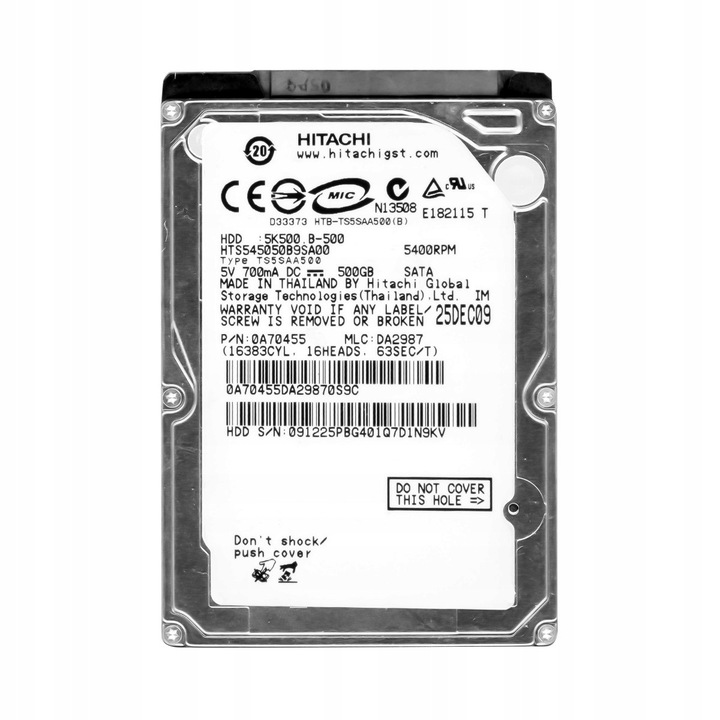 Hard Disk 500GB Hitachi TravelStar 5K500.B 5400RPM SATA 2.5'' 9mm
