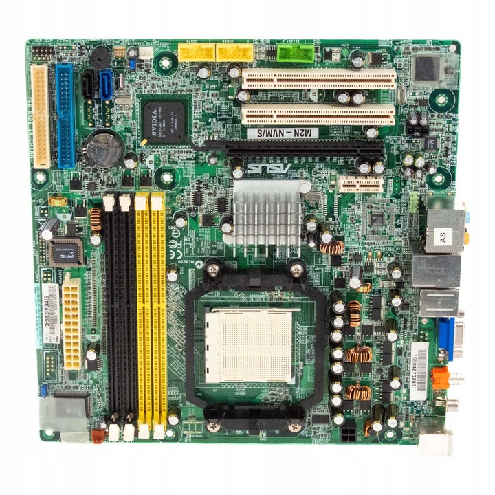 Alaplap, M2N-NVM/S, micro ATX, 4 RAM foglalat, 2 PCIe, 2x SATA, 2x IDE, fekete szín