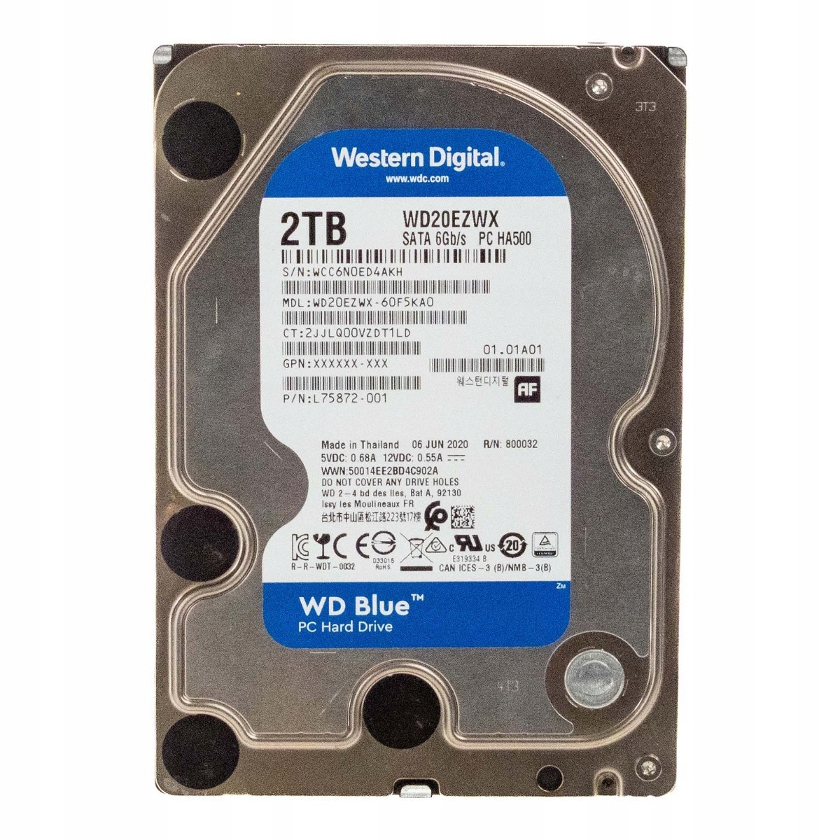 Hard Disk 2TB, Western Digital, BLUE, 7200RPM, SATA III, 3.5