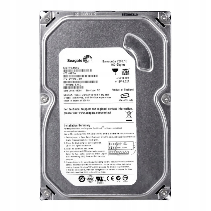 Hard Disk 3.5'' Seagate Barracuda 7200.10 160GB 7200RPM 8MB ATA