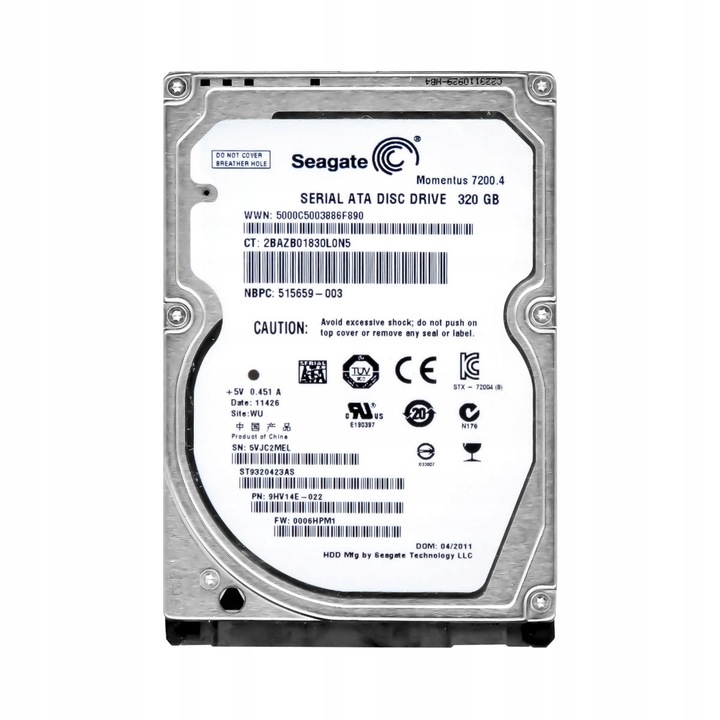 Hard Disk 2.5" Seagate Momentus 7200.4 320GB 7200RPM SATA II 16MB
